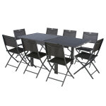 Ensemble table de jardin extensible piazza + 2 lots 4 chaises modula graphite 8 places - aluminium, ecp ...