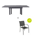 Ensemble table de jardin extensible + 8 fauteuils piazza graphite places - aluminium, ecp hesp�ride