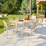Ensemble table de jardin extensible piazza + 8 fauteuils �peautre argile places - aluminium trait� �poxy, ...