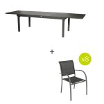 Ensemble table de jardin extensible + 8 fauteuils piazza graphite 12 places - aluminium, ecp hesp�ride ...