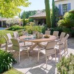 Ensemble table de jardin oraclion + 12 fauteuils diese argile places - aluminium trait� �poxy hesp�ride ...