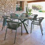 Ensemble table de jardin oryon + 6 fauteuils riu laurier places - aluminium trait� �poxy, verre hesp�ride ...