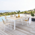 Ensemble table de jardin paradize + 6 fauteuils empilables essentia blanc acacia 10 places - aluminium ...