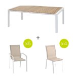 Ensemble table de jardin paradize + 6 fauteuils et 4 chaises axant blanc 10 places - aluminium, acacia ... Ensemble table de jardin paradize + 6 fauteuils et 4 chaises axant blanc 10 places - aluminium, acacia ...