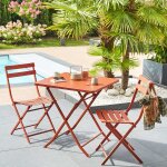 Ensemble table de jardin pliante carrée + 2 chaises greensboro ambre places - acier traité époxy, traitement ... Ensemble table de jardin pliante carrée + 2 chaises greensboro ambre places - acier traité époxy, traitement ...