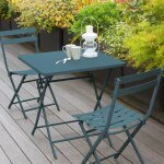 Ensemble table de jardin pliante carrée + 2 chaises greensboro bleu canard places - acier traité époxy, ... Ensemble table de jardin pliante carrée + 2 chaises greensboro bleu canard places - acier traité époxy, ...
