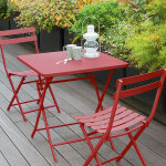 Ensemble table de jardin pliante carr�e + 2 chaises greensboro groseille places - acier trait� �poxy, ...