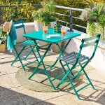 Ensemble table de jardin pliante carr�e + 2 chaises greensboro opale places - acier, traitement anti ...