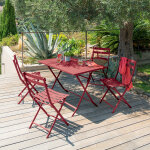 Ensemble table de jardin pliante rectangulaire + 4 chaises greensboro groseille places - acier trait� ...