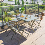 Ensemble table de jardin pliante rectangulaire + 4 chaises greensboro vert laurier places - acier trait� ...