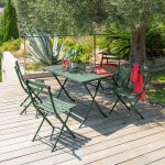 Ensemble table de jardin pliante rectangulaire + 4 chaises greensboro vert olive places - acier traité ... Ensemble table de jardin pliante rectangulaire + 4 chaises greensboro vert olive places - acier traité ...