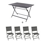 Ensemble table de jardin pliante rectangulaire azua + 4 chaises essentia graphite places - aluminium ... Ensemble table de jardin pliante rectangulaire azua + 4 chaises essentia graphite places - aluminium ...
