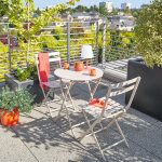 Ensemble table de jardin pliante ronde + 2 chaises greensboro argile places - acier traité époxy, traitement ... Ensemble table de jardin pliante ronde + 2 chaises greensboro argile places - acier traité époxy, traitement ...