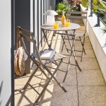 Ensemble table de jardin pliante ronde + 2 chaises greensboro caf� places - acier trait� �poxy, traitement ...