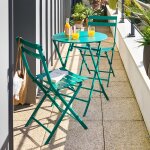 Ensemble table de jardin pliante ronde + 2 chaises greensboro opale places - acier, traitement anti - ...
