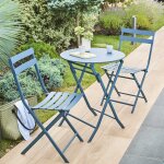 Ensemble table de jardin pliante ronde + 2 chaises greensboro pétrole places - acier traité époxy, traitement ... Ensemble table de jardin pliante ronde + 2 chaises greensboro pétrole places - acier traité époxy, traitement ...