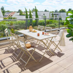 Ensemble table de jardin rectangle + 6 chaises empilables greensboro argile places - acier traité époxy, ... Ensemble table de jardin rectangle + 6 chaises empilables greensboro argile places - acier traité époxy, ...