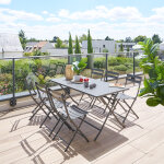 Ensemble table de jardin rectangle + 6 chaises empilables greensboro graphite places - acier traité époxy, ... Ensemble table de jardin rectangle + 6 chaises empilables greensboro graphite places - acier traité époxy, ...