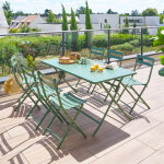 Ensemble table de jardin rectangle + 6 chaises empilables greensboro vert olive places - acier traité ... Ensemble table de jardin rectangle + 6 chaises empilables greensboro vert olive places - acier traité ...