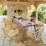 Ensemble table de jardin rectangulaire + 8 chaises lambada graphite places - acier trait� �poxy, c�ramique ...