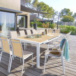 Ensemble table de jardin rectangulaire paradize + 8 fauteuils et 4 chaises axant blanc 12 places - aluminium, ...