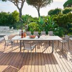 Ensemble table de jardin extensible luzane + 12 fauteuils essentia argile caf� places - aluminium hesp�ride ...
