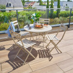 Ensemble table de jardin ronde + 4 chaises empilables greensboro argile places - acier traité époxy, ... Ensemble table de jardin ronde + 4 chaises empilables greensboro argile places - acier traité époxy, ...