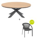 Ensemble table de jardin ronde oraclion + 10 fauteuils empilables riu graphite 12 places - aluminium ...