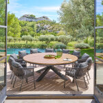 Ensemble table de jardin ronde oraclion + 10 fauteuils oriengo graphite 12 places - aluminium trait� ...