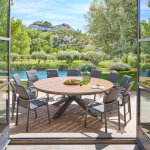 Ensemble table de jardin ronde oraclion + 12 fauteuils empilables diese graphite places - aluminium trait� ...