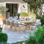 Ensemble table de jardin xenia + 10 fauteuils papouasie eucalyptus places - certifi� fsc� hesp�ride