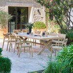 Ensemble table de jardin xenia + 10 fauteuils temeira eucalyptus places - certifi� fsc� hesp�ride