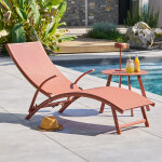 Ensemble transat samba acajou + table d?appoint saona aluminium trait� �poxy, texaline hesp�ride