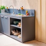 Etag�re pour cuisine d'�t� oxyana graphite 110 x 60 80 cm - acier galvanis�, traitement antirouille renforc� ...