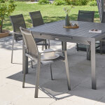 Fauteuil de jardin empilable axant anthracite graphite aluminium trait poxy, texaline hespride