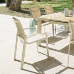 Fauteuil de jardin empilable axant lin argile aluminium trait poxy, texaline hespride