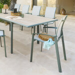 Fauteuil de jardin empilable axant vert olive / laurier aluminium trait� �poxy, texaline hesp�ride