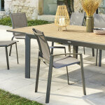 Fauteuil de jardin empilable axant weng praline aluminium trait poxy, texaline hespride