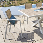 Fauteuil de jardin empilable axiome noisette blanc aluminium trait poxy, texaline hespride