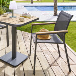 Fauteuil de jardin empilable essentia anthracite, graphite acacia aluminium trait poxy, texaline, certifi ...