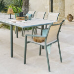 Fauteuil de jardin empilable essentia lin / vert laurier aluminium trait� �poxy, texaline hesp�ride