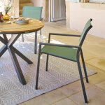 Fauteuil de salon jardin empilable essentia vert olive / graphite aluminium trait� �poxy, texaline hesp�ride ...