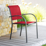 Fauteuil de jardin empilable piazza grenade graphite aluminium trait poxy, texaline hespride