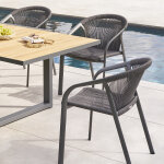 Fauteuil de jardin empilable riu anthracite graphite aluminium trait poxy hespride