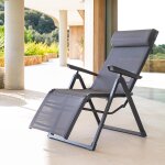 Fauteuil de jardin inclinable decima anthracite graphite 8 positions - aluminium trait poxy, texaline ...