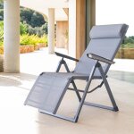 Fauteuil de jardin inclinable decima ardoise gris quartz 8 positions - aluminium trait poxy, texaline ...