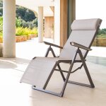 Fauteuil de jardin inclinable decima noisette praline 8 positions - aluminium traité époxy, texaline ... Fauteuil de jardin inclinable decima noisette praline 8 positions - aluminium traité époxy, texaline ...