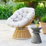 Fauteuil de jardin nymely beige acier, traitement anti - rouille renforc�, ol�fine hesp�ride