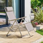 Fauteuil de jardin silos beige lin acier trait� �poxy, texaline hesp�ride