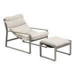 Fauteuil relax de jardin lambinio beige / vert laurier aluminium trait� �poxy - ol�fine hesp�ride